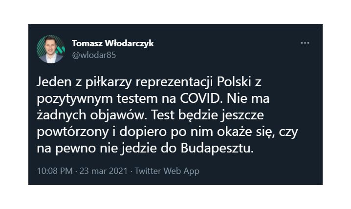 Pozytywny wynik testu na koronawirusa w reprezentacji Polski!